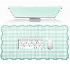 Pink Scalloped Gingham Cute Desk Mat Large Mouse Pad Keyboard Desktop Office picture