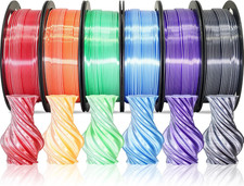 Dual Color 1.75Mm 3D Printer Filament Bundle, Silk PLA 6 Spools Pack - White ... picture