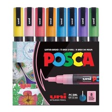 Paint Markers Fine Tip 1.3mm Assorted 8 Pack POSCA PC3ML8C PC-3ML 9-1 Glitter picture