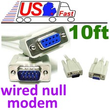 10ft long DB9pin Male-Female Null Modem Cross/Nul wired,Serial RS232 Cable/Cord picture