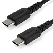 StarTech RUSB2CC1MB 3Ft (1M) USB C to USB C Fast Charge Cable Rugged Cord Black picture