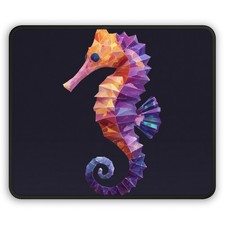 Geometric Colorful Seahorse Gaming Mouse Pad | Marine Art picture