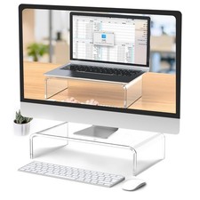 Clear Acrylic Monitor Stand Riser for Laptop - Elevate Screen Height, L12.5