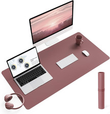 Large Non-Slip Leather Desk Pad - Waterproof Mouse Mat in Dark Pink 35.4