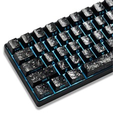 XVX Black Shine Through Keyboard Keycaps, Forged Carbon Texture Cherry Profile K picture