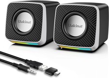 USB C Computer Speakers w/ Bass RGB Soundbar for PC Laptop Desktop Monitor picture