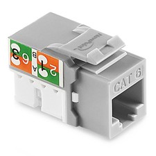 NavePoint 90 Degree Cat6 Keystone Jack, RJ45 Ethernet, Type 110 Gray, 50-Pack picture