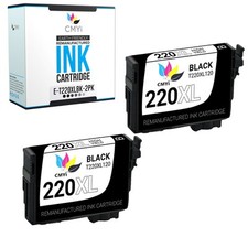 2-Pack CMYi Replacement 220XL Black Ink Cartridges Fits Epson Workforce WF2630 picture