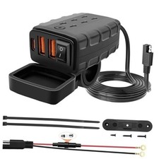 Waterproof Motorcycle USB Charger with 3 Ports, 36W Universal Fit SAE to USB picture