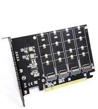 Quad NVMe SSD to PCIe 4.0/3.0 X16 Adapter Card - Supports 4 M.2 Drives, RAID, Bo picture