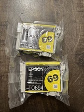 Two (2) OEM Epson 69 Yellow Ink Cartridge No Box/Sealed T0694 picture