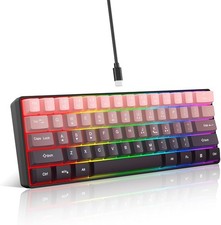 60% Wired Gaming Keyboard 61 Keys RGB Backlit Ultra-Compact Small for PC Mac picture