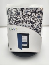 Nook Glowlight Plus Book Flip Cover with Tab Blue Botanicals Quote Magnetic Flap picture