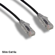 KNTK Black 25ft Slim Cat6a UTP Patch Cable 28AWG Ethernet RJ45 Network Snagless picture