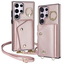 Ring Leather Card Wallet Cover Case For S26 S25 S24 S23 S22 S21 A36 A37 A57 picture