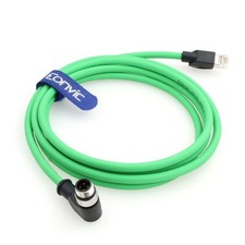 Right Angle M12 4Pin DCode To RJ45 Industrial Ethernet Cable 2M/6.6 FT picture