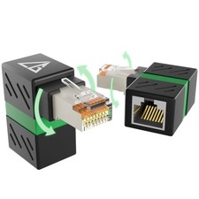 2-Pack 10Gbps 360� Rotatable Cat6A Right Angle Ethernet Adapter, 90-Degree RJ... picture