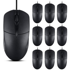 Pack Black Wired USB Computer Mouse 3-Button 1000 DPI Plug-and-Play Laptop picture