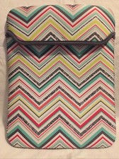Thirty-One Tote-A-Tablet Case Pouch Sleeve Party Punch Chevron Stripe Travel EUC picture