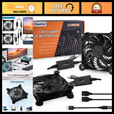 2-Pack 120mm USB Cooling Fans with Speed Control, High Airflow for Router & DVR picture