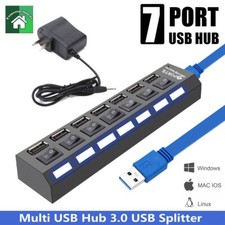  3.0 Hub 7 Ports Powered USB On/Off Switches Splitter AC Adapter Cable PC Laptop picture
