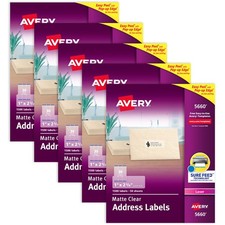 Address Labels 1 x 2-5/8 Matte Clear Laser Printable 1500 Avery 5660 Sure Feed picture
