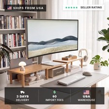 Bamboo Monitor Riser, 3-in-1 Modular Computer Monitor Stand picture