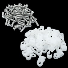 3/8 Inch RType Cable Clip, 50 Pack, White picture