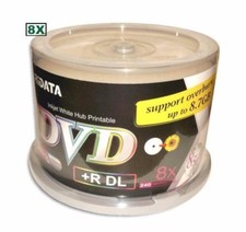 100 Ridata 8X Blank DVD+R DL Dual Double Layer 8.5GB White Inkjet Printable Disc picture