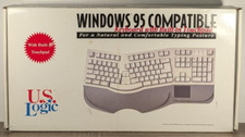 U.S. Logic Vintage PS/2 AT Ergonomic Keyboard Built In Touchpad w/ Box+Manual picture