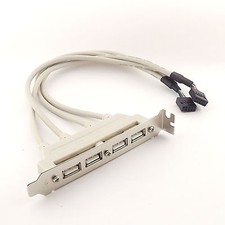 1pcs Dual Mainboard 9 Pin Header to 4 Ports USB 2.0 Female Cable PCI Bracket 1FT picture