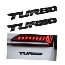 Yourkar 2PCS Turbo Car Emblem Decal, 3D Metal Turbo Badge for Auto Black, 2PCS picture