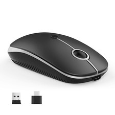 Type C Wireless Mouse, USB C MacBook Wireless Mouse, Black Silver | Dual Mode... picture
