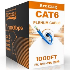 CAT5E/Cat6 Plenum Cable 1000ft, 23AWG CCA UTP 550MHz 10Gbps, 1000 ft, Blue picture