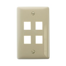 HUBBELL NSP14I NETSELECT FACE-PLATE, MODULAR, 1-GANG, 4-PORT, IVORY picture