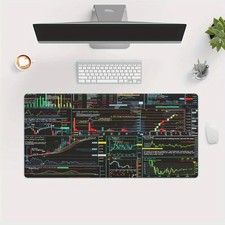 2D Flat Printing XXL Financial Data Graph Mouse Pad - Non-Slip Rubber Base, St picture