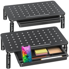 2 Pack Adjustable Monitor Stand Riser with Drawer - 3 Height Options, Desk Organ picture