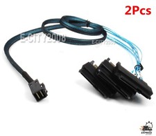 2Pcs Mini SAS HD SFF-8643 to 4x SFF-8482 Connectors With SAS SATA Power Cable 1M picture