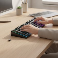 Customizable Gaming Keyboard with Backlit RGB & 3 Connectivity Options - RM104 picture