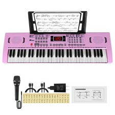 61-Key Pink Electric Digital Piano Keyboard for Kids with Speaker & Microphone picture
