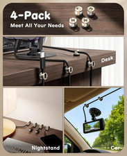 Magnetic Cable Clips 4Pcs, Stainless Steel Cord Anchor, Metal Silver picture