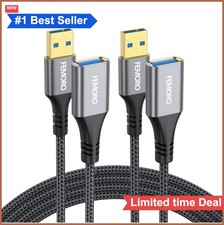 USB Extension Cable 3ft 2 Pack USB-A 3.0 5Gbps Data Transfer 15W Charging Male picture
