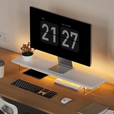 Monitor Stand Riser,31.5-Inch LED Light Wood Computer White  picture