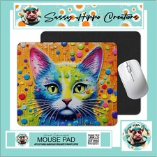 Mouse Pad Cat Kitten Pop Art Colorful Abstract Anti Slip Back Easy Clean Durable picture