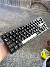 Custom Lucky65 Mechanical Keyboard Black HMX EVA Switches White on Black Keycaps picture