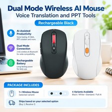 Dual Mode Wireless AI Mouse, Voice Translation and PPT Tools, Rechargeable Black picture