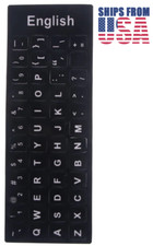 Replacement US English Keyboard Stickers - White on Solid Black, Durable picture