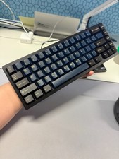 Custom Lucky65 Mechanical Keyboard Silent Peach V3 Switches Blue Samurai Keycaps picture