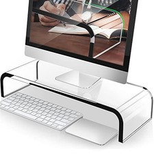 AboveTEK Acrylic Monitor Stand, Premium Large Monitor Riser 20 inch, Crystal Cle picture