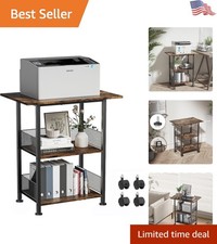 Versatile 3-Tier Industrial Printer Stand with Wheels - Heavy-Duty & Spacious picture
